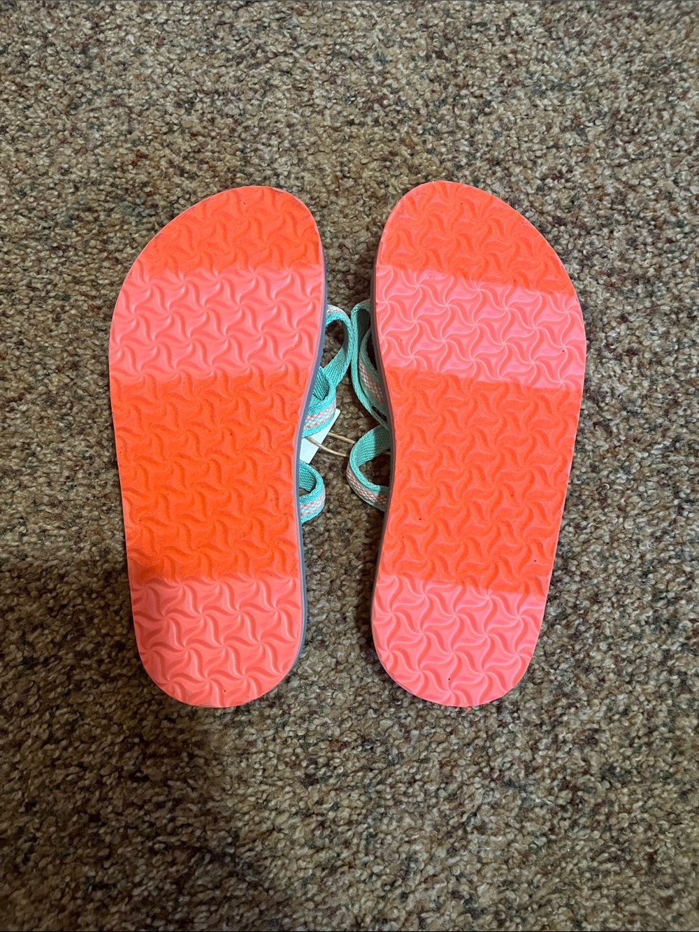 Teva Kids Gray Sandals with Mint and Peach Straps - Picture 2 of 3